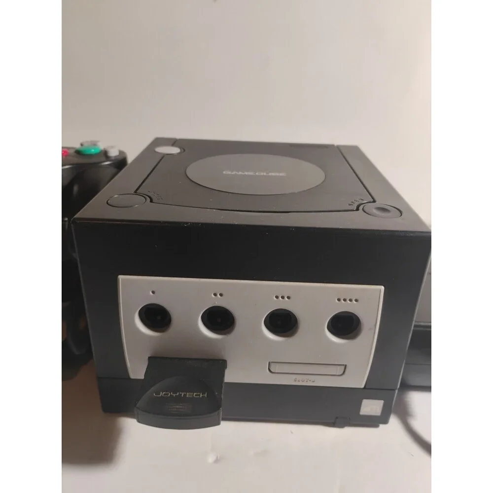 Nintendo GameCube Game Console Black System DOL 001 W/2 Remote, Adapter Tested